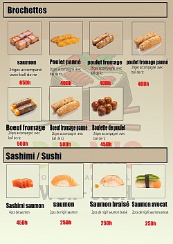 brochettes sashimi et nigiri